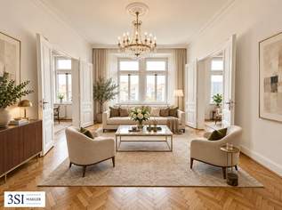 Lichtdurchflutet, renoviert und großzügig geschnitten - Elegante 4-Zimmer-Altbauwohnung mit Weitblick - in Top-Lage des 4. Bezirks beim Wiener Hauptbahnhof, 749000 €, Immobilien-Wohnungen in 1040 Wieden
