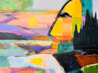 Acrylgemälde "Mondgöttin vom Mondsee in Salzkammergut", 140 €, Marktplatz-Antiquitäten, Sammlerobjekte & Kunst in 1210 Floridsdorf