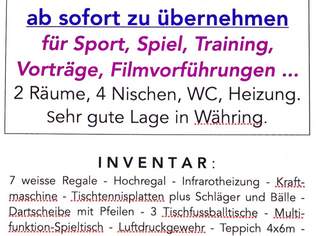 HOBBYRAUM für Sport, Spiel, Veranstaltungen oder für Lager, 315 €, Immobilien-Gewerbeobjekte in 1180 Währing