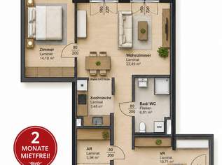 SOMMER-AKTION: 2 MONATE MIETFREI | 2-Zimmer-Wohnung mit Balkon, 818.07 €, Immobilien-Wohnungen in 8020 