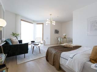 Sonnwendviertel: 1-Zimmer-Wohnung mit Balkon in der 16. Etage – Fitnessraum, Co-Working & Rooftop-Terrasse inklusive!, 1049 €, Immobilien-Wohnungen in 1100 Favoriten