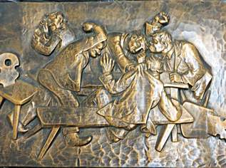 Kupfer Relief aus Buschenschank "a bsoffene Gschicht!", 35 €, Marktplatz-Antiquitäten, Sammlerobjekte & Kunst in 7471 Rechnitz