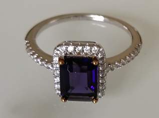 Silberring mit einem dunkellila-blauen Kristall, Italienisch, NEU, 95 €, Kleidung & Schmuck-Accessoires, Uhren, Schmuck in 1130 Hietzing