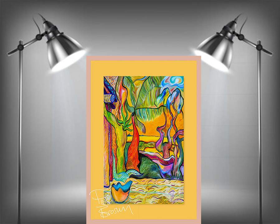 Pierce Brosnan Signiertes Kunstwerk "Fidschi".. 75x50 cm.  Souvenir. Geschenkidee! Wandbild für Wohnraum, Küche, Bad, Schlafzimmer! NEU