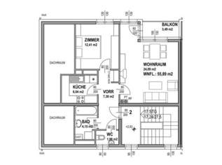 Helle 2-Zimmer-Wohnung mit Balkon in ruhiger Lage in Wolfpassing, 547.37 €, Immobilien-Wohnungen in 2123 Wolfpassing an der Hochleithen