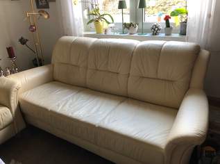 Ledersofa 3teilig, beige