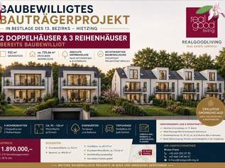 BAUBEWILLIGTES BAUTRÄGERPROJEKT IN TOPLAGE VON HIETZING – 2 DOPPELHÄUSER & 3 REIHENHÄUSER BEREITS GENEHMIGT!, 1890000 €, Immobilien-Grund und Boden in 1130 Hietzing