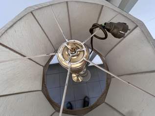 Große Vintage Messing-Stehlampe ca. 180 cm - mit elegantem Stoffschirm - Klassischer Landhausstil