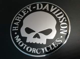 Aufkleber 3D Aluminium Emblem Harley Davidson Skull Silber Rund 9cm, 14 €, Auto & Fahrrad-Fahrzeugteile & Zubehör in 6780 Marktgemeinde Schruns