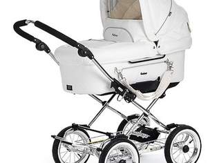 Kinderwagen EmmalJunga Mondial De Luxe - Classic White Leatherette Pram Package, 950 €, Kindersachen-Sicherheit & Transport in 1010 Innere Stadt