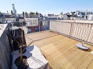 UNBEFRISTET, DACHGESCHOSS, 87 m2 Maisonette mit 16 m2 Terrasse, 2 Zimmer, Wohnküche, Wannenbad, Parketten, Biedergasse, gefördert, 1369.64 €, Immobilien-Wohnungen in 1190 Döbling