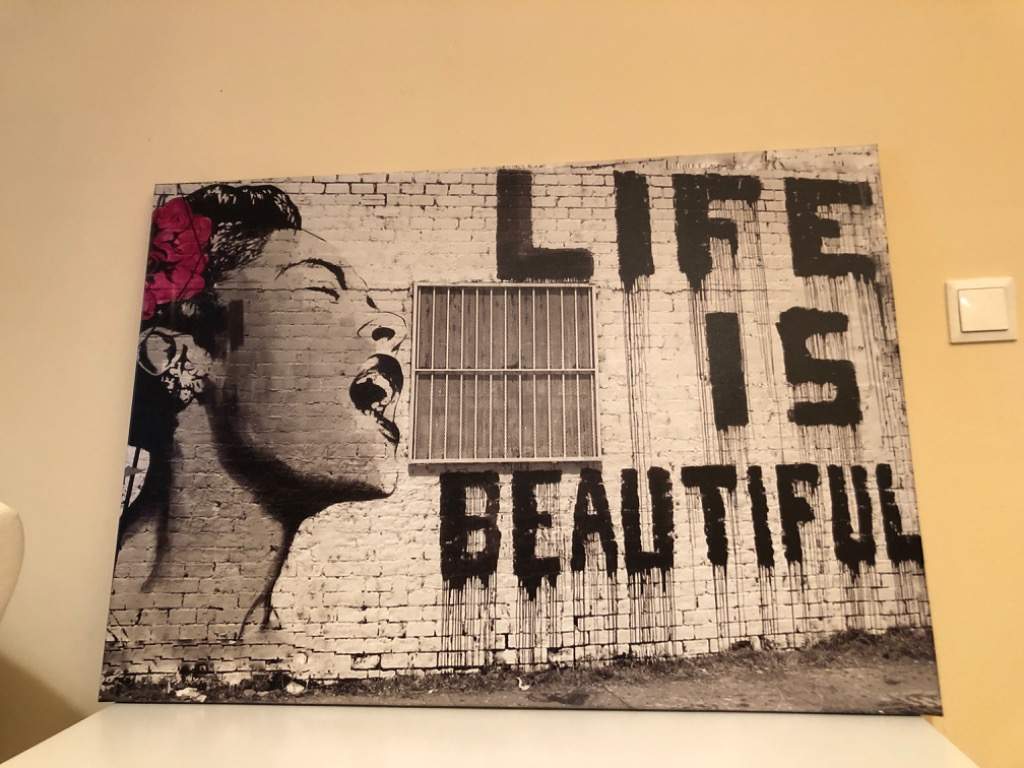 Wandbild Leinwand - Banksy - Life is beautiful - 70 x 100 cm