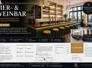 Exklusive Bier- & Weinbar in Toplage der Wiener Innenstadt – 1010 Wien, 2850 €, Immobilien-Gewerbeobjekte in 1010 Innere Stadt Exklusive Bier- & Weinbar in Toplage der Wiener Innenstadt – 1010 Wien, 2850 €, Immobilien-Gewerbeobjekte in 1010 Innere Stadt