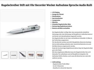 Kugelschreiber mit Uhr Recorder Wecker 