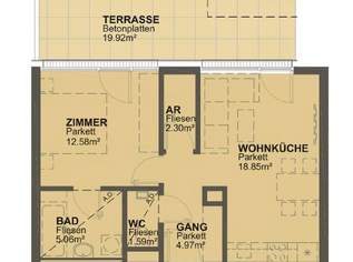 2 Zimmer Wohnung mit 19m² Terrasse mit Blick in den Innenhof, 827.72 €, Immobilien-Wohnungen in 1210 Floridsdorf