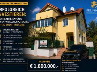 MEHRFAMILIENHAUS MIT ENTWICKLUNGSPOTENZIAL Bestlage Hietzing, 1890000 €, Immobilien-Gewerbeobjekte in 1130 Hietzing