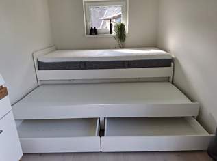 IKEA SLÄKT Bettgestell, Unterbett + Aufbewahrung, weiß, 90x200 cm, mit Matratzen und Lattenroste IKEA SLÄKT Bettgestell, Unterbett + Aufbewahrung, weiß, 90x200 cm, mit Matratzen und Lattenroste