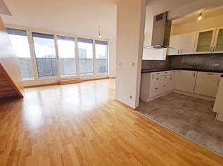 FERNBLICK, TERRASSENHIT, 102 m2 Dachgeschoß-Maisonette, 3 Zimmer, Komplettküche, Wannenbad, Parketten, Innstraße, 1898.49 €, Immobilien-Wohnungen in 1200 Brigittenau