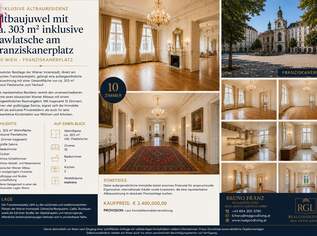 Exklusive Altbauresidenz mit ca. 303 m² am Franziskanerplatz – Wohnen in einer der schönsten Lagen Wiens, 3400000 €, Immobilien-Wohnungen in 1010 Innere Stadt
