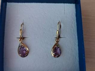 Ohrringe 585 Gold mit echten Amethyste 20mm lang, 350 €, Kleidung & Schmuck-Accessoires, Uhren, Schmuck in 1220 Donaustadt