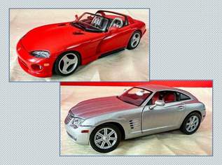 Modellauto Dodge Viper Bburago + Modellauto Crysler Crossfire Solido - 1A - Zustand , 50 €, Marktplatz-Antiquitäten, Sammlerobjekte & Kunst in 1220 Donaustadt