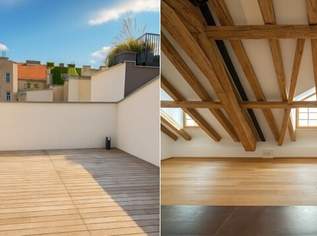 Außergewöhnliche 4-Zimmer-Dachgeschosswohnung im topsanierten Altbau – Galerie, sichtbare Holzbalken & Terrasse beim Karmelitermarkt, 2588.66 €, Immobilien-Wohnungen in 1020 Leopoldstadt