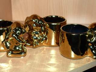 3 kleine Pflanzgefäße Affenkeramik goldfarben, 7 €, Haus, Bau, Garten-Geschirr & Deko in 3370 Gemeinde Ybbs an der Donau