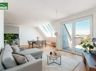 DEN BLICK SCHWEIFEN LASSEN.... traumhafte DG-Wohnung mit Terrasse und Küche im Erstbezugs-Neubau in Hofruhelage, 499000 €, Immobilien-Wohnungen in 1220 Donaustadt