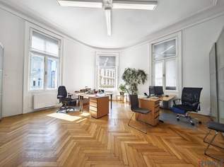 Topsaniertes Stilaltbaubüro in Naschmarktnähe | sehr hell | 154m² mit 4 bis 5 Zimmern | Luftwärmepumpe, 2301.87 €, Immobilien-Gewerbeobjekte in 1040 Wieden