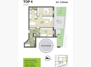++ KRITZENDORF ++ DREI Zimmer mit TERRASSE und BALKON, 329800 €, Immobilien-Wohnungen in 3400 Kritzendorf