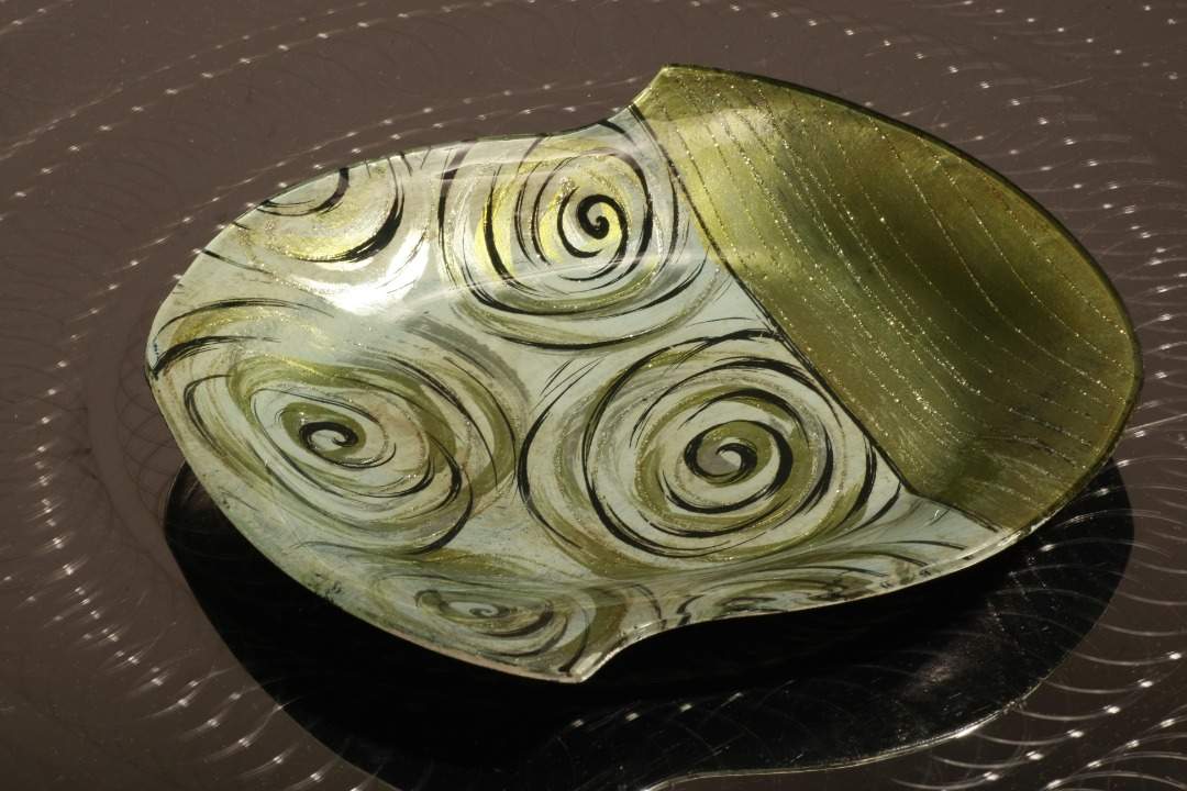 Grüne Glasschale, ca. 20cm Grüne Glasschale, ca. 20cm