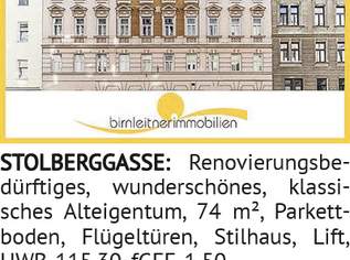 STOLBERGGASSE: Reno vie rungs be -, 0 €, Immobilien-Wohnungen in 1050 Margareten