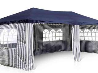 Partyzelt, Pavillion 3x6m, neuwertig weiß/ blau