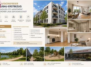 PROVISIONSFREIER NEUBAU-ERSTBEZUG | MODERNES CITY-APARTMENT IN GRÜNER LAGE DER DONAUSTADT, 225000 €, Immobilien-Wohnungen in 1220 Donaustadt