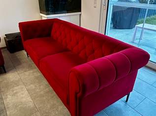 2x rotes Chesterfield Sofa (als Set günstiger)