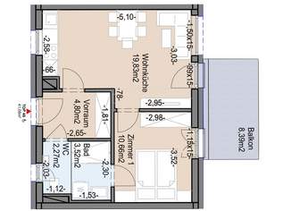 Geförderte Neubauwohnung mit Balkon im 2. Stock, 620.98 €, Immobilien-Wohnungen in 8020 