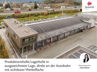 Produktionshalle/Lagerhalle in ausgezeichneter Lage, direkt an der Autobahn mit sichtbarer Werbefläche, 7 €, Immobilien-Gewerbeobjekte in 4655 Vorchdorf