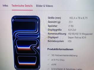 iPhone 17 Pro Max 2TB NEU, 1900 €, Marktplatz-Computer, Handys & Software in 2534 Gemeinde Alland iPhone 17 Pro Max 2TB NEU, 1900 €, Marktplatz-Computer, Handys & Software in 2534 Gemeinde Alland
