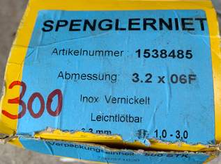 Nieten NICKEL, leichlötbar, 3,2 x 6 mm, 300 Stk., 29 €, Haus, Bau, Garten-Hausbau & Werkzeug in 2133 Hagendorf Nieten NICKEL, leichlötbar, 3,2 x 6 mm, 300 Stk., 29 €, Haus, Bau, Garten-Hausbau & Werkzeug in 2133 Hagendorf