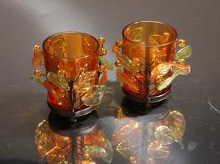 2 Teelichthalter Glas, orange, 26.9 €, Haus, Bau, Garten-Geschirr & Deko in 1200 Brigittenau