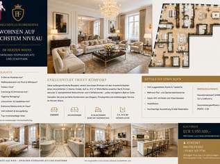 Luxusresidenz mit 420 m² im 5-Sterne-Hotel,8 Zimmer, 6 Schlafzimmer mit Bad en Suite + Concierge & Wellness in Top-Lage von Wien, 5950000 €, Immobilien-Wohnungen in 1010 Innere Stadt