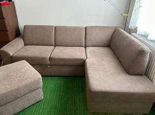 Ecksofa mit Bettfunktion und Stauraum inkl. Hocker