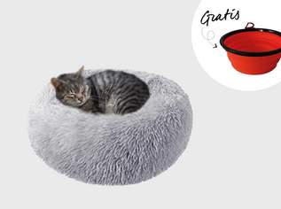 Kuschelbett + gratis Napf Kuschelbett (Ø 80cm, hellgrau), 49.9 €, Marktplatz-Tiere & Tierbedarf in Österreich