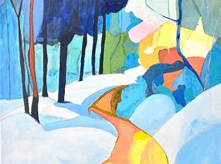 Abstraktes Acrylgemälde "Österreichische Alpen im Morgengrauen", 200 €, Marktplatz-Antiquitäten, Sammlerobjekte & Kunst in 1210 Floridsdorf