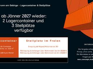 Stellplatz und Lagerfläche in Brunn am Gebirge, 30 €, Immobilien-Kleinobjekte & WGs in 2345 Brunn am Gebirge