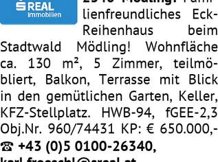2340 Mödling: Familienfreundliches, 650000 €, Immobilien-Häuser in 2340 Gemeinde Mödling