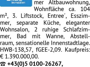 1., charmante 4 Zimmer, 1390000 €, Immobilien-Wohnungen in 1010 Innere Stadt