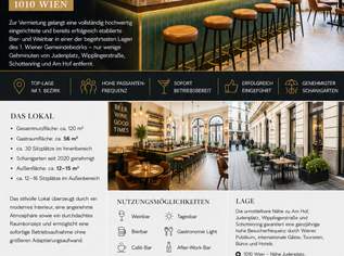 Top eingeführte & komplett hochwertig eingerichtete Bier und Wein Bar in Bestlage der Wiener Innenstadt – 1010 Wien, 2850 €, Immobilien-Gewerbeobjekte in 1010 Innere Stadt Top eingeführte & komplett hochwertig eingerichtete Bier und Wein Bar in Bestlage der Wiener Innenstadt – 1010 Wien, 2850 €, Immobilien-Gewerbeobjekte in 1010 Innere Stadt