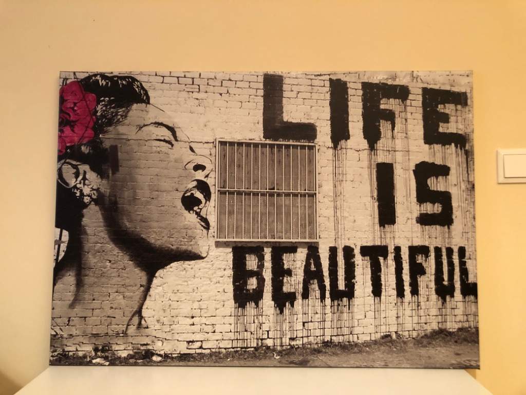 Wandbild Leinwand - Banksy - Life is beautiful - 70 x 100 cm