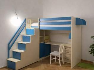 Hochbett mit Schreibtisch, Kleiderschrank und Stauraum, 300 €, Kindersachen-Kinderzimmer in 1010 Innere Stadt